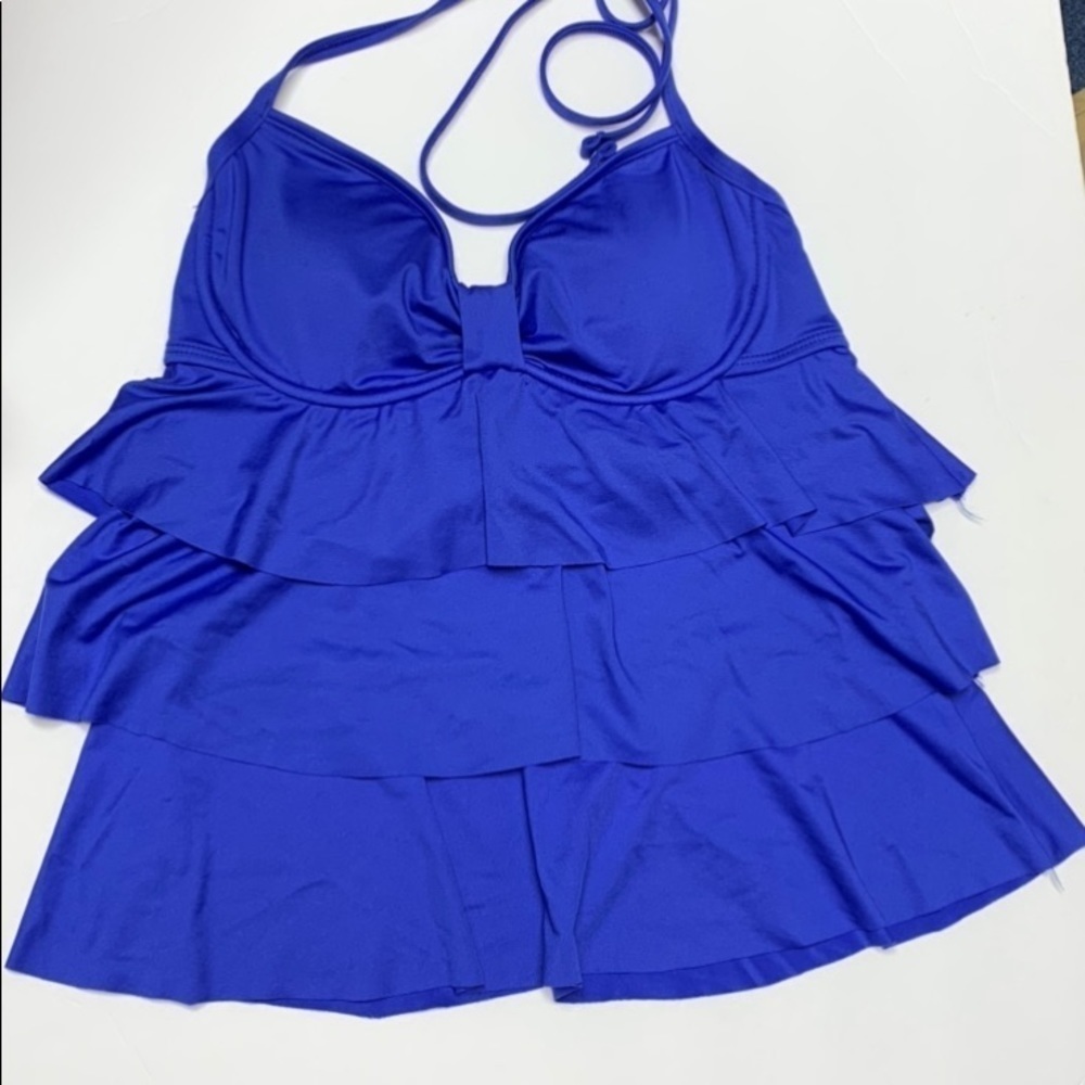 Apt. 9 Size 6 Blue Layered Ruffles Ruched Detail Tankini Swim Top - Picture 3 of 8